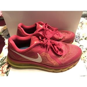 Nike Air Max Pink Yellow Running US Shoes 2014 Size 9. - With Orthotic Inserts